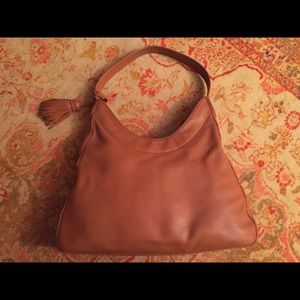 Talbots Saddle Brown Pebbled Leather Bag w/ Tassel